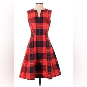 Kate Spade Red Plaid Aline Cocktail Dress Size 8